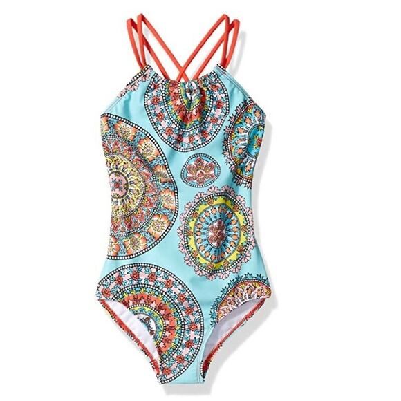 Kanu Surf Girls' Jasmine Sport Halter One Piece Swimsuit Multicolor Size 7 - Picture 1 of 2